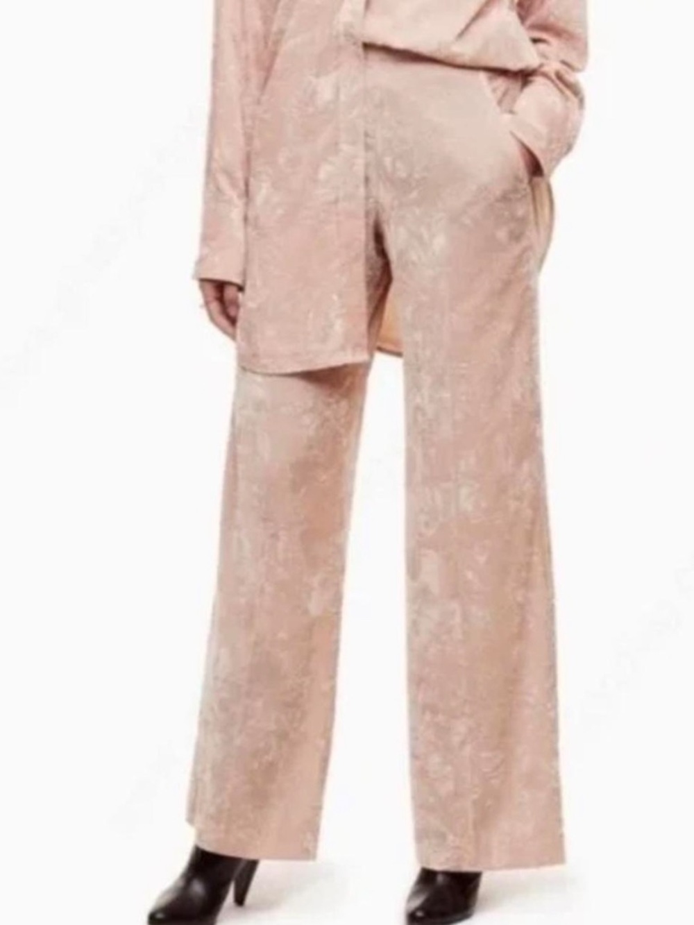 NEW Wilfred Le Fou Verdet Pant Crushed Velvet Roebuck Pink Trouser Wide Leg - Picture 3 of 11